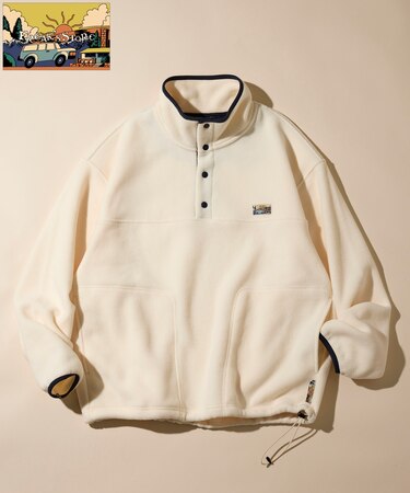 リラックスフィット ワンポイントロゴ  ハーフスナップ フリースPO