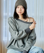 甘編み オフショルダースウェット