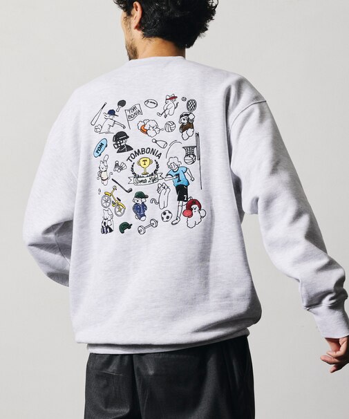 tombonia × FREAK'S STORE/トムボニア コラボ スポーツライフ バックデザイン クルーネックスウェット