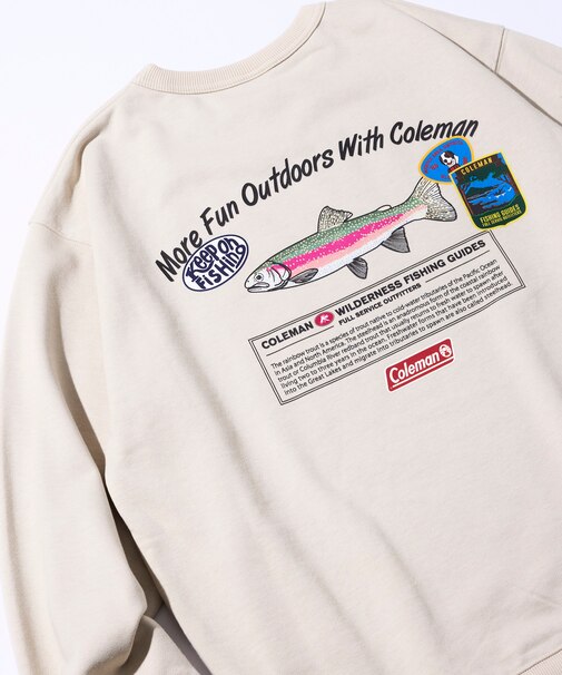 Coleman × FREAK'S STORE 別注 トラウトデザイン バックプリント クルーネックスウェット