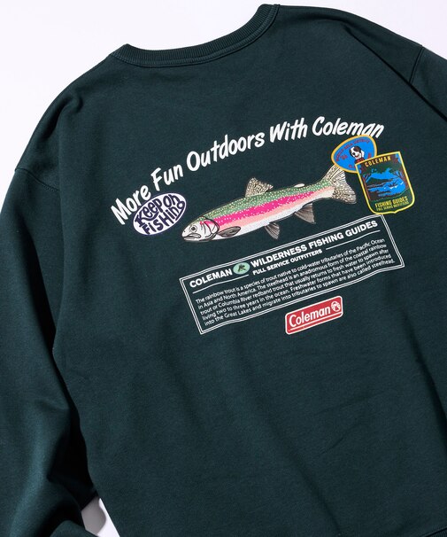 Coleman × FREAK'S STORE 別注 トラウトデザイン バックプリント クルーネックスウェット
