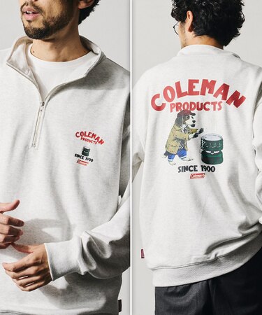 Coleman × FREAK'S STORE 別注 ヴィンテージカタログ ドッグデザイン ハーフジップスウェット