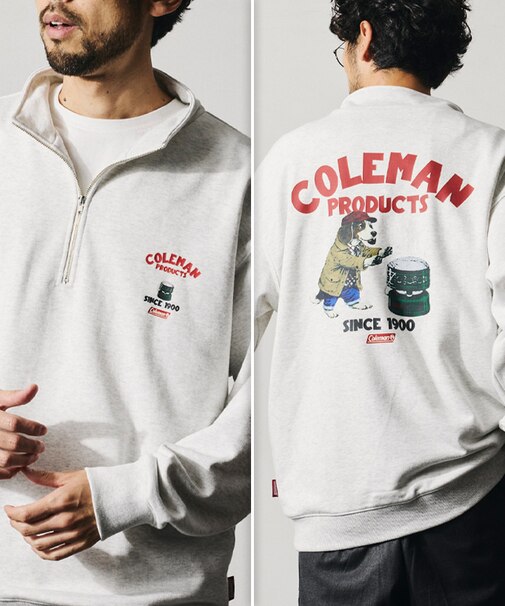 Coleman × FREAK'S STORE 別注 ヴィンテージカタログ ドッグデザイン ハーフジップスウェット