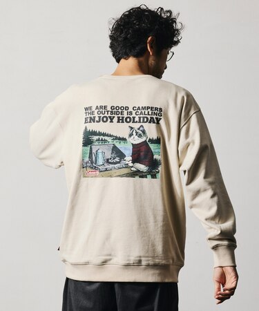 Coleman × FREAK'S STORE 別注 ヴィンテージカタログ キャットデザイン クルーネックスウェット