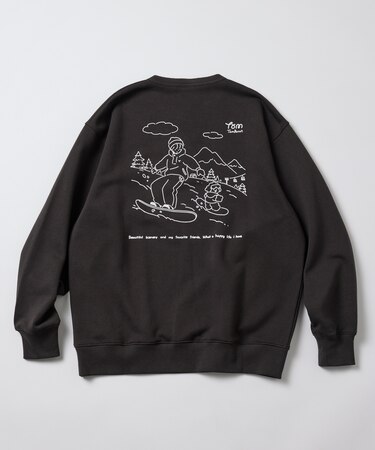 tombonia × FREAK'S STORE/トムボニア コラボ  スノーボード バックデザイン ヘンリーネックスウェット