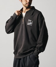 tombonia × FREAK'S STORE/トムボニア コラボ フットボールデザイン ポロカラー ハーフジップ スウェット