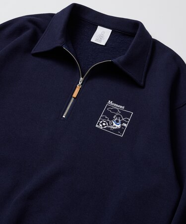 tombonia × FREAK'S STORE/トムボニア コラボ フットボールデザイン ポロカラー ハーフジップ スウェット