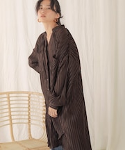 シアープリーツロングシャツワンピース