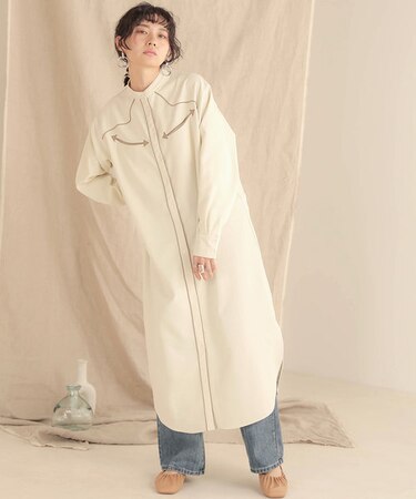 【WEB限定】パイピングウエスタンシャツワンピース
