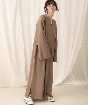 【WEB限定】チャイナボタンワッフルワンピース
