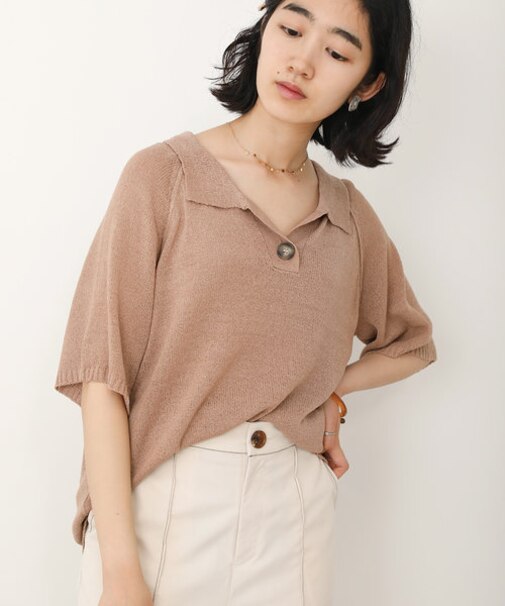 【WEB限定】半袖ポロニットプルオーバー