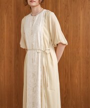 【S・Mサイズ展開】ハーフスリーブジャガード切替ワンピース