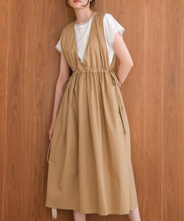 【高身長向けサイズ展開あり】サイドリボンジャンパーワンピース