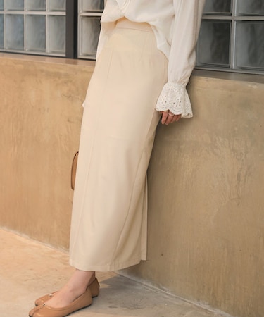 【オケージョンドレス/結婚式/2サイズ展開/SET ITEM/インナー付き/裏地付き】リボンセットIラインスカート