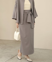 【オケージョンドレス/結婚式/2サイズ展開/SET ITEM/インナー付き/裏地付き】リボンセットＩラインスカート