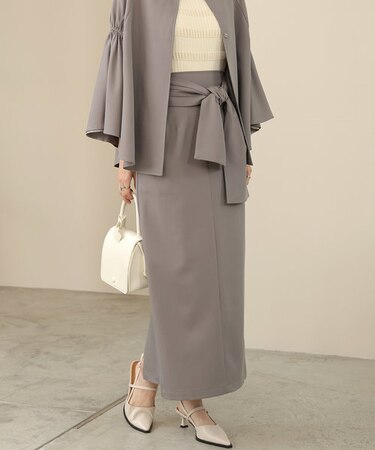 【オケージョンドレス/結婚式/2サイズ展開/SET ITEM/インナー付き/裏地付き】リボンセットＩラインスカート