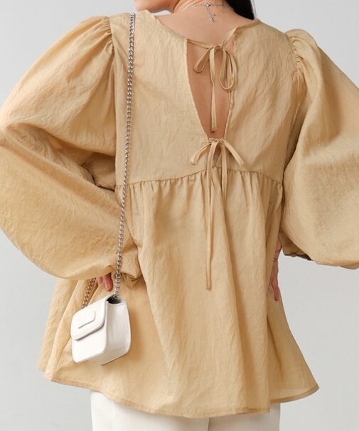 前後2WAY袖ボリュームリボンブラウス