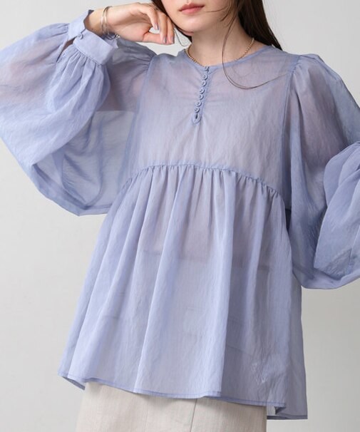 前後2WAY袖ボリュームリボンブラウス