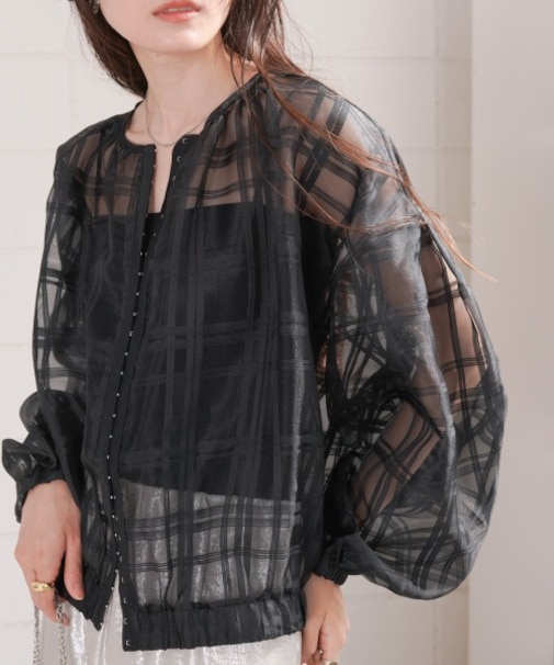 シアーチェックブルゾン