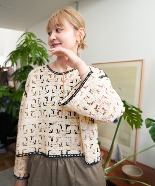 クロシェ前後2WAYトップス