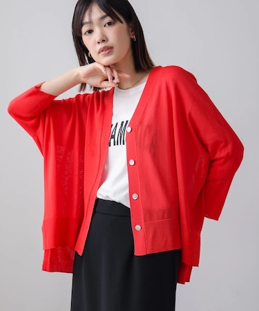 【接触冷感／UVカット】UVサラサラBOXシルエット前後差カーディガン