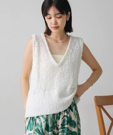 リボンヤーンニットベスト