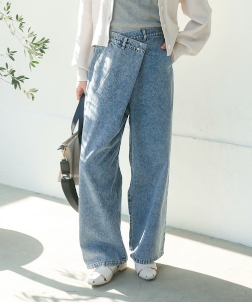 アシメラップデニムパンツ