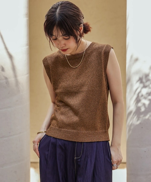 sheller シェリエ ノースリーブニット 即日発送可 シェリエ sheller ベーシックノースリーブニット