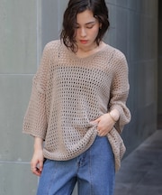 Ｖネックメッシュニット