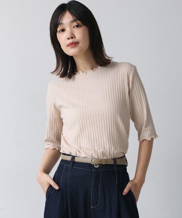 5分袖リブTシャツ