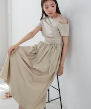 アシメシャーリングワンピース