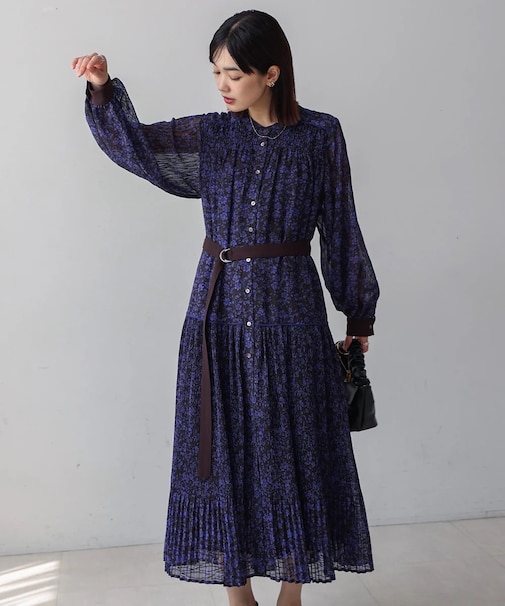 フラワープリーツワンピース