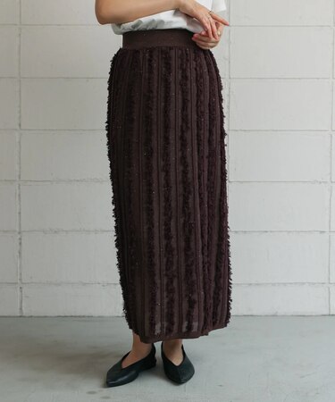 フリンジスパンコールニットスカート