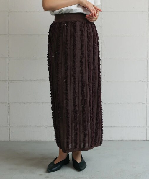 フリンジスパンコールニットスカート