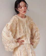 【セットアップ対応】ミックスフリンジ前後2WAYカーディガン