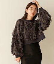 【セットアップ対応】ミックスフリンジ前後2WAYカーディガン