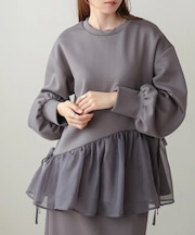 【大人気アイテム再販！】ペプラムオーガンジーポンチトップス
