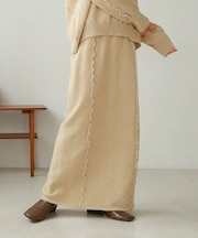 【Bab】大人気ニット/5色展開/セットアップ対応 / ウェーブメロウニットスカート