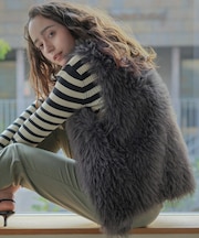 フェイクロングフォックスファーベスト