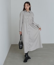 ストライプビスチェ風シャツワンピース