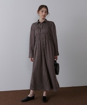 ストライプビスチェ風シャツワンピース