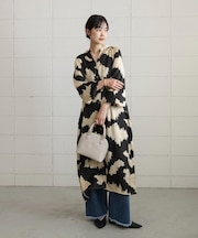 モノトーン柄シャツワンピース