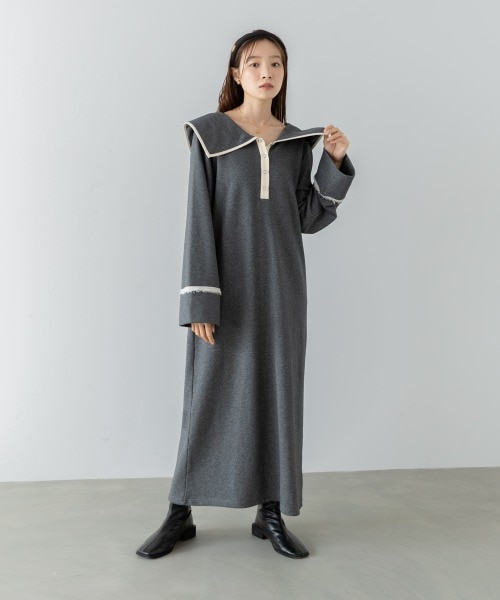 キルティングベスト×ギャザーワンピース アンサンブルセット｜ナノ