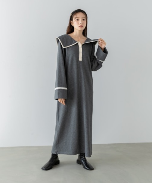 【選べるサイズ展開】ビッグカラースウェットワンピース