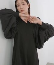 【選べるサイズ展開】袖オーガンジーポンチワンピース