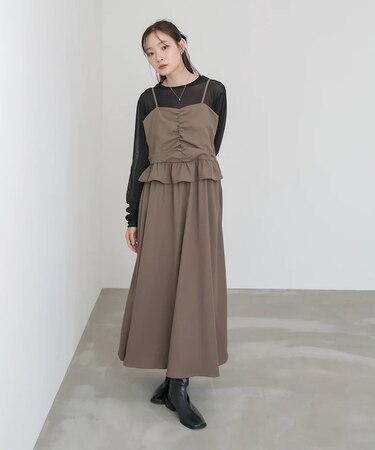 【選べるサイズ展開】フロントギャザーフリルワンピース