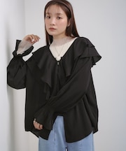 【Bab】ダブルラッフルカラーブラウス