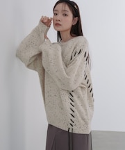 チョコチップ編み上げトップス