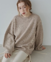 チョコチップ編み上げトップス