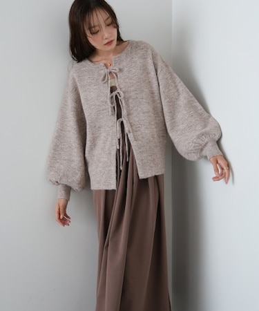 【Bab】(セットアイテム/選べるサイズ展開)前後2WAYニットトップス+タックキャミワンピース